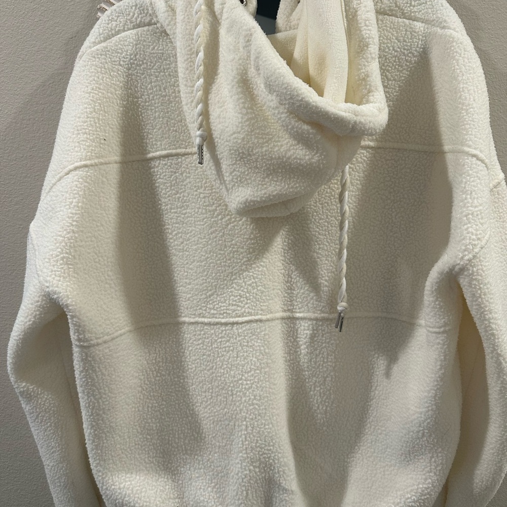White and Cream Teddy Hooded Sweatshirt - Picture 5 of 7
